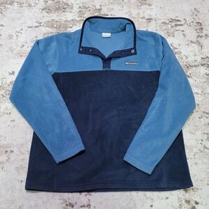 Columbia Mens‎ XL Snap Fleece Pullover Blue Colorblock Lightweight Jacket